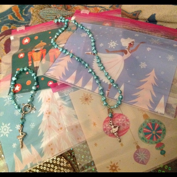 Handmade Ballerina in Aqua Nutcracker Christmas Necklace - Picture 11 of 12